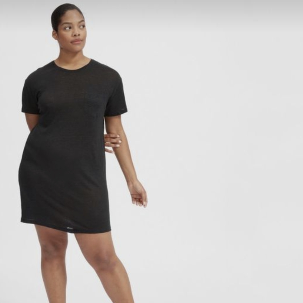 Everlane Linen Box-Cut Tee Dress in Black